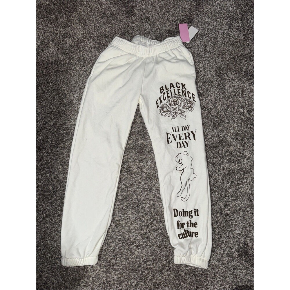 Modern Lux Black Excellence Graphic Sweatpants White X-Small